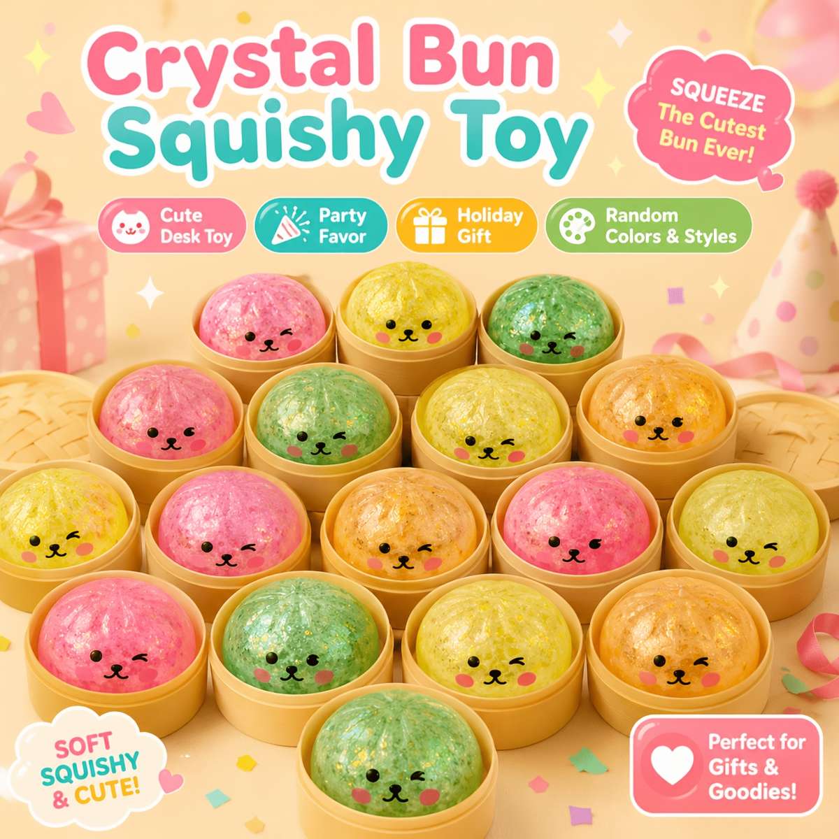 Squeezable Toys Style 2Pcs1 Steamed Bun 1 Steamer Set