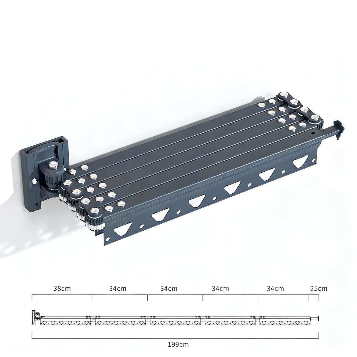 Three Fold Four Section Foldable Telescopic Clothes Hanger