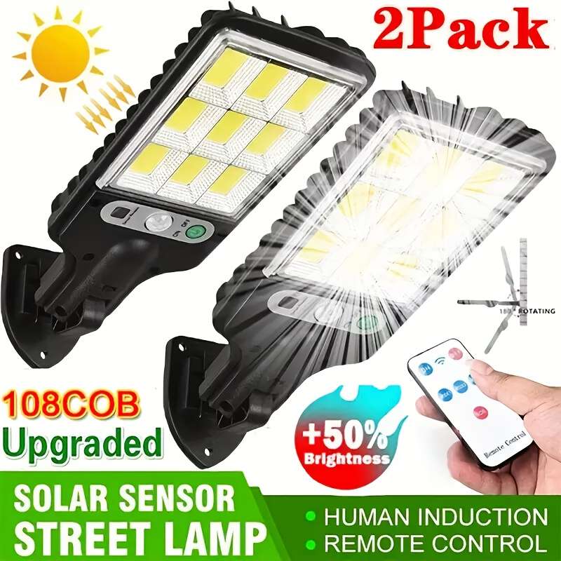 Black-2pcs Outdoor Solar Light