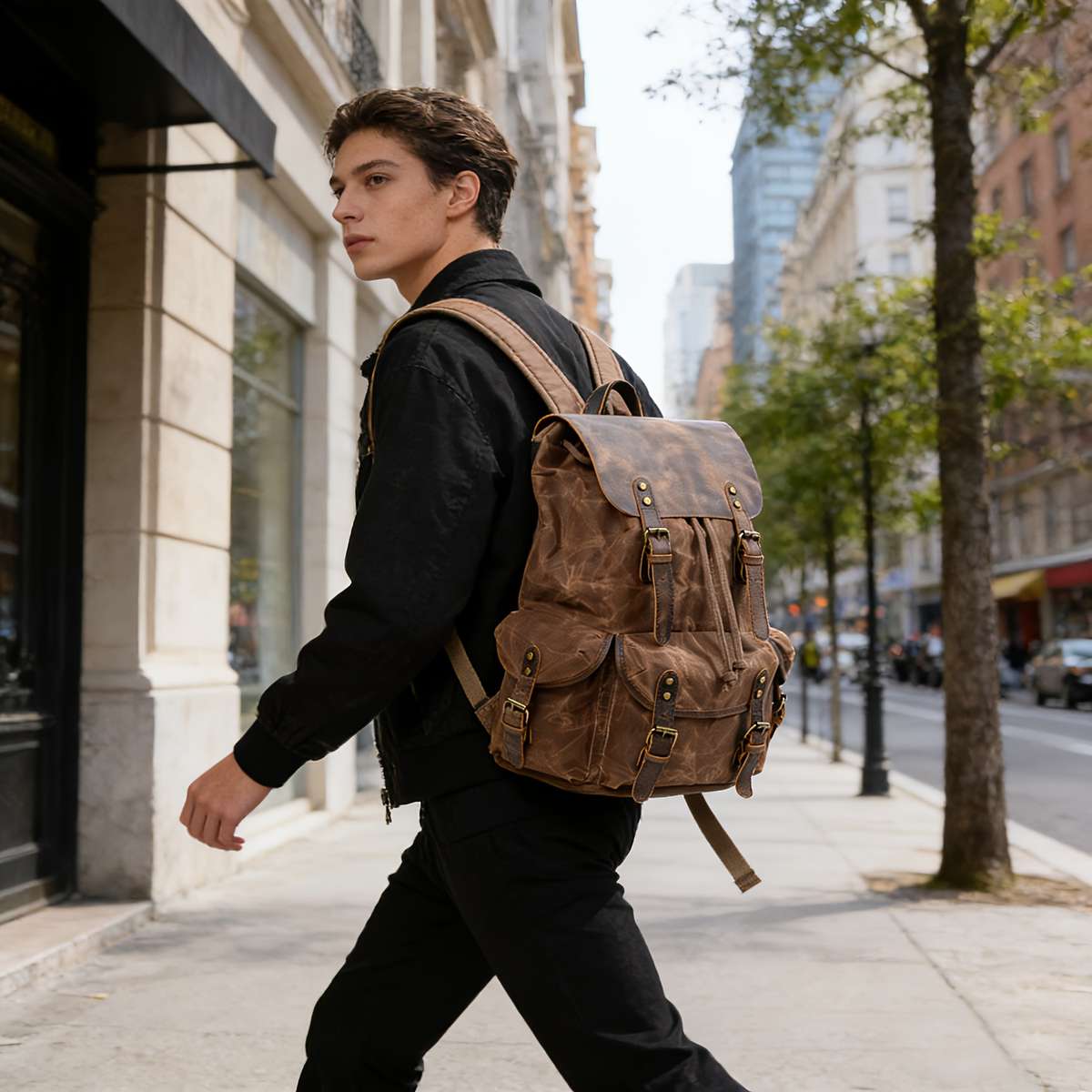 Men S Backpack Khaki 1