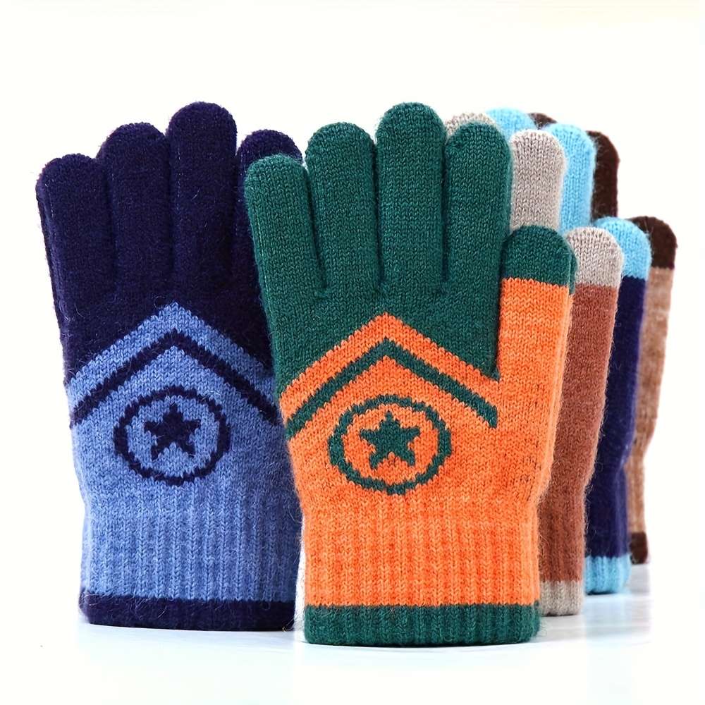 Gloves Color Round Fivepointed Star Orange Size4-7 Years Old