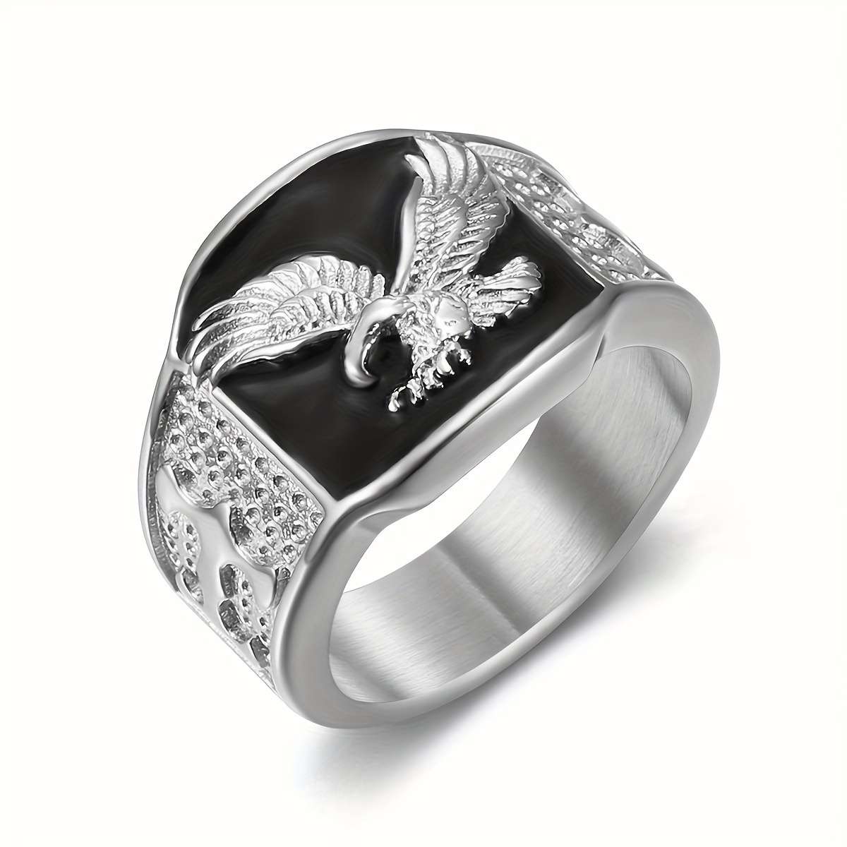 Artistic Eagle Boho Style Stackable Ring Color Golden Blue Red Size 7