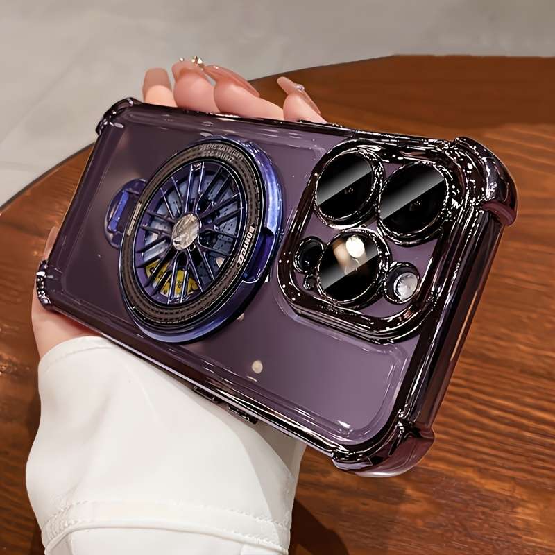 1Pc Silvery For iPhone 14 Plus Stress Relief Gyroscope Phone Case