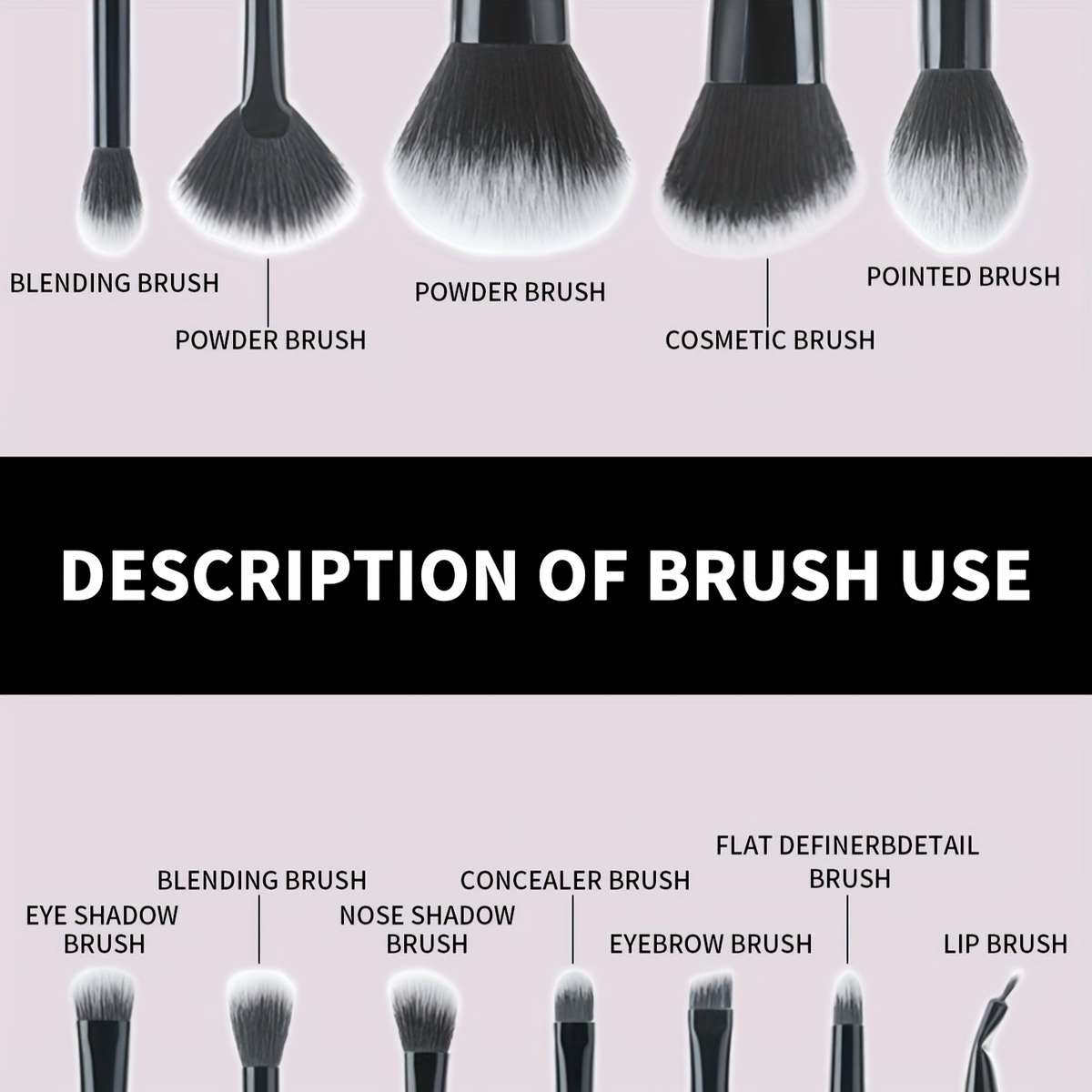 Makeup Brush Set Color Black