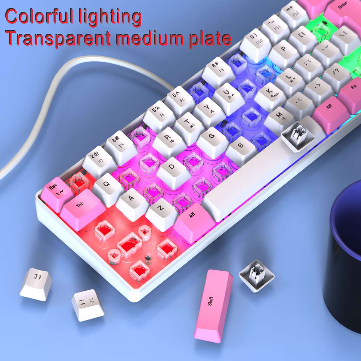 Keyboard Color Backlit keyboard   white  add  pink