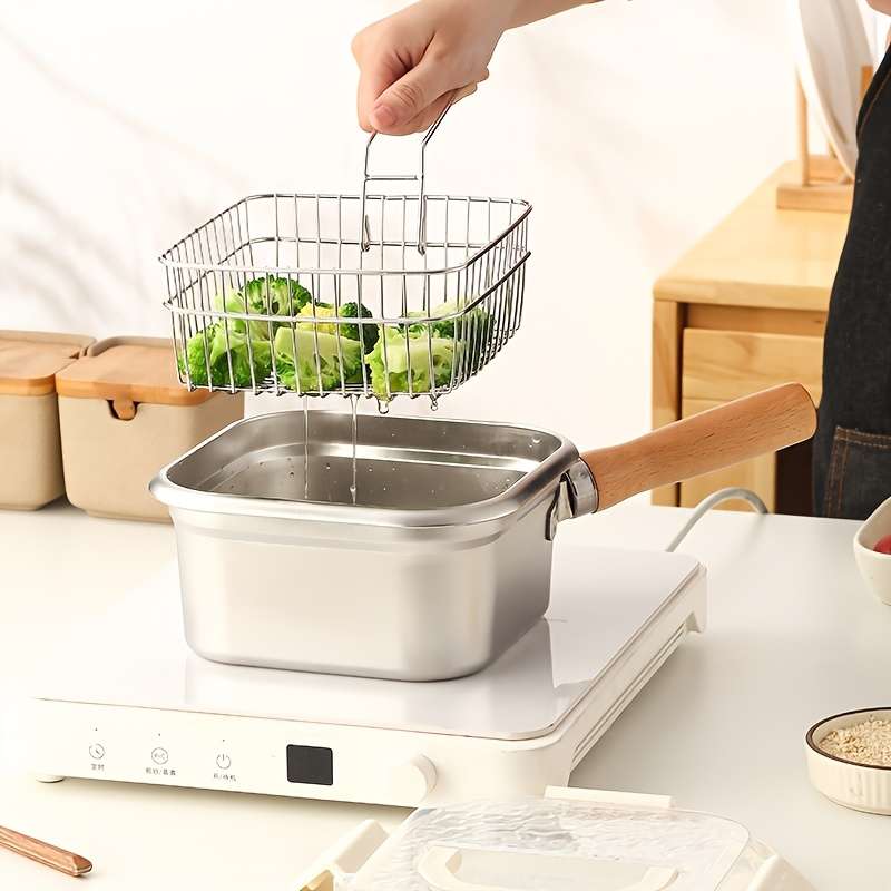 3Pcs Premium Stainless Steel Deep Fryer Set Japanese Kitchen