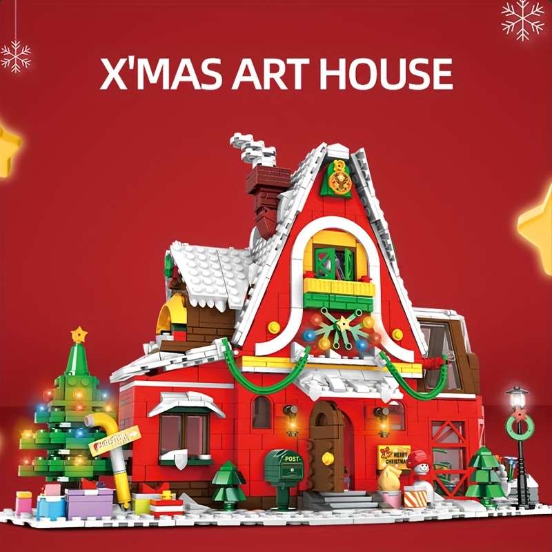 Building Toy Architectural Model Toy Set Style Holiday Season House Blocks