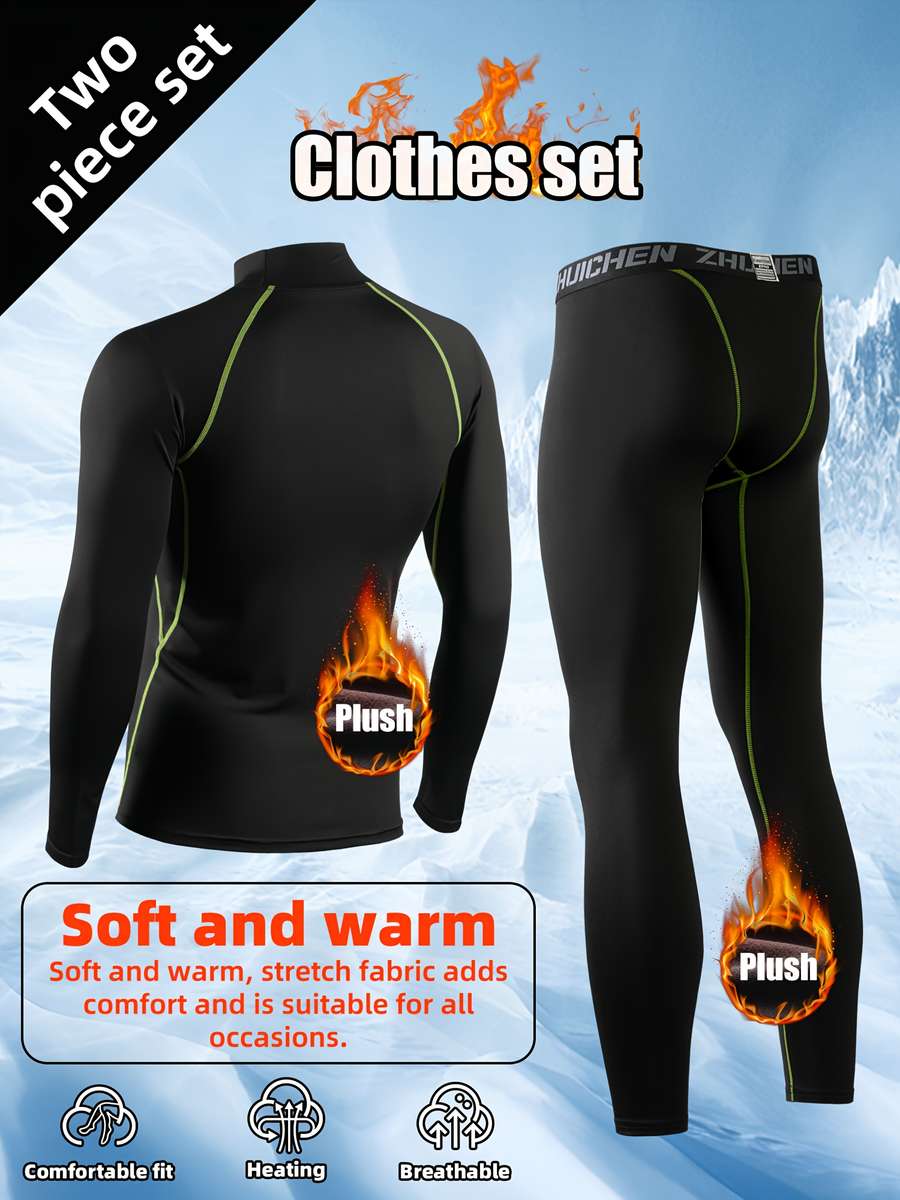Thermal Underwear Color Black Red Line 2Piece Set Sizes