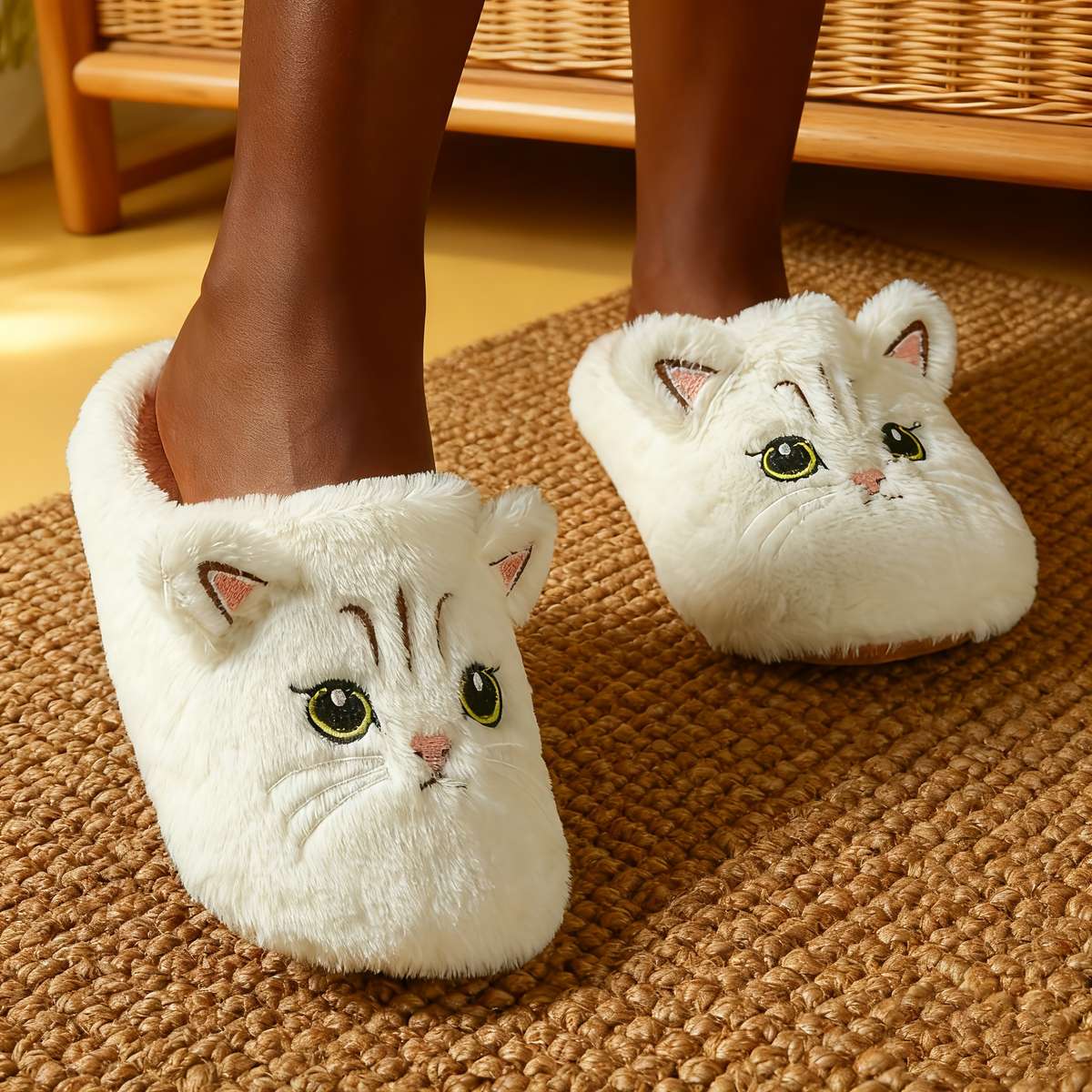 Cotton Slippers Color Black Cat Sizeuk 5.5-6