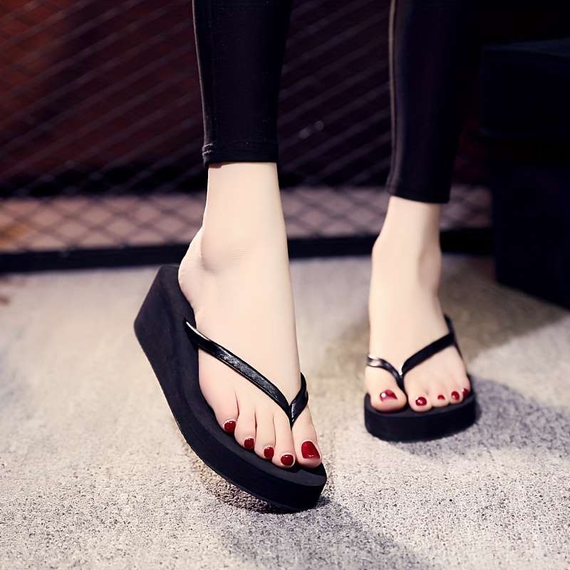 Ladies Summer Flip Flops Fashion Pure Black Uk 3