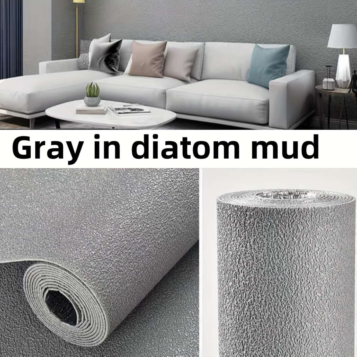 Pro Static Cling Desk Wrap color Gray in diatom mud size 10mx50cm