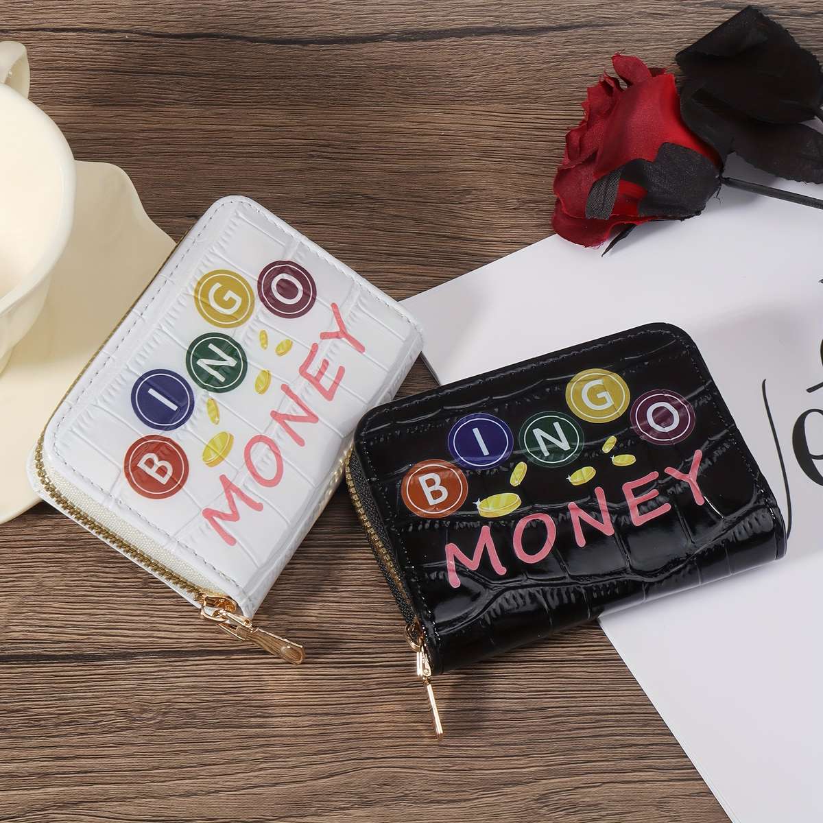 Women'S Casual Wallet With Zipper Closure Lightweight Nylon Lined Card Case Short Credit