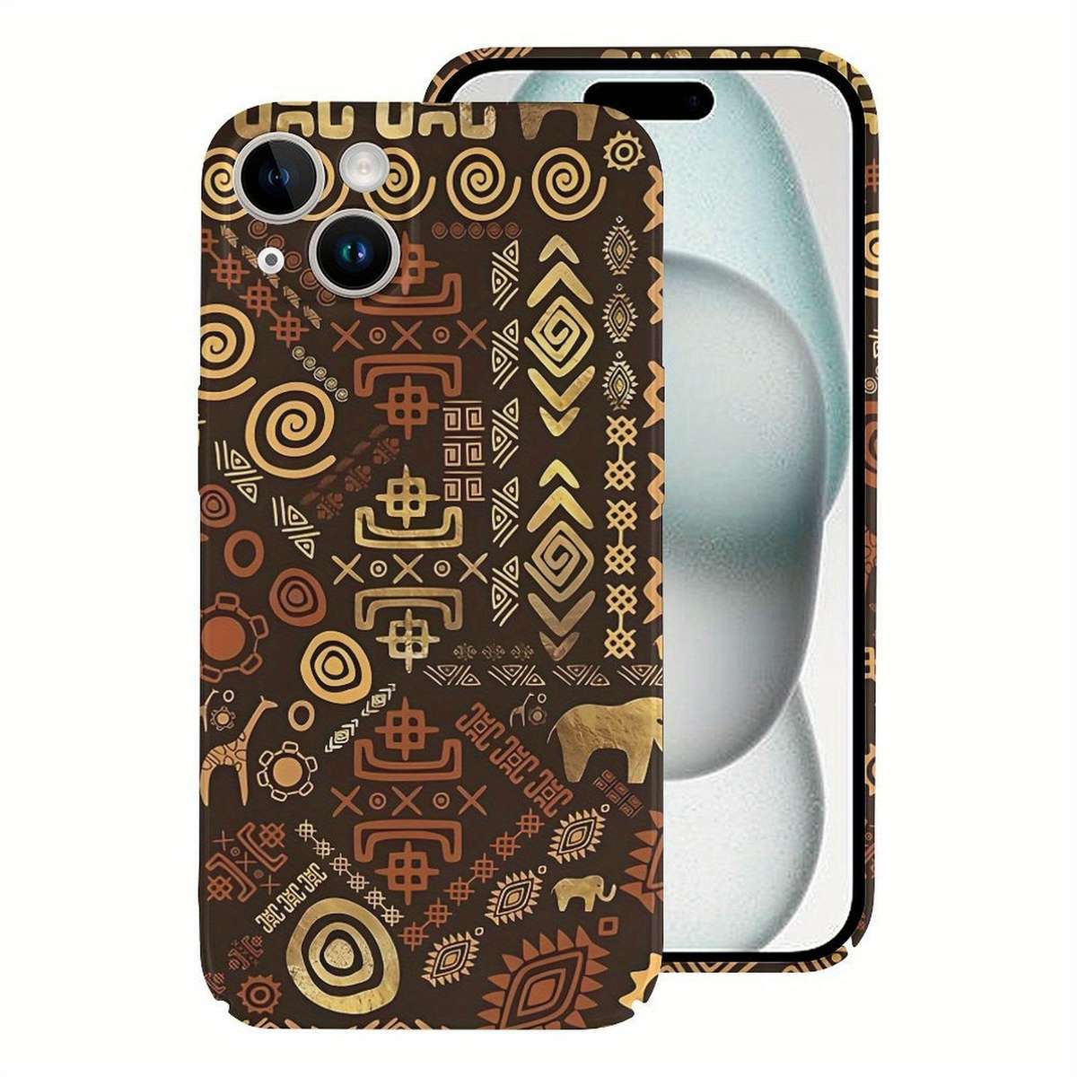 1Pc White For iPhone 15 Pro Ethnic African Pattern Phone Case
