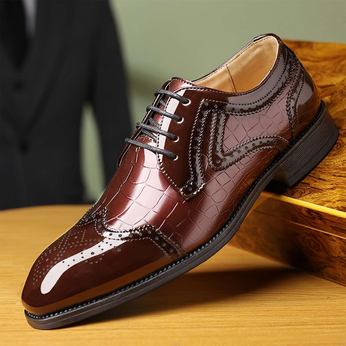 Mens Leather Shoes Color Black Sizeuk 10