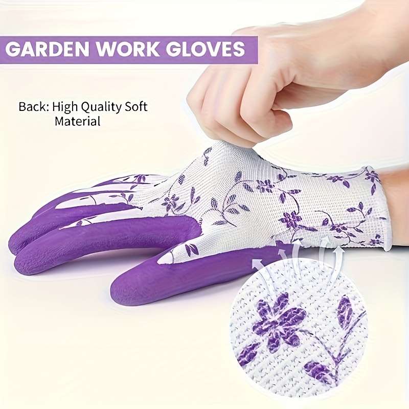 6 Pairs Green Set And Purple Set Multi Purpose Work Gloves