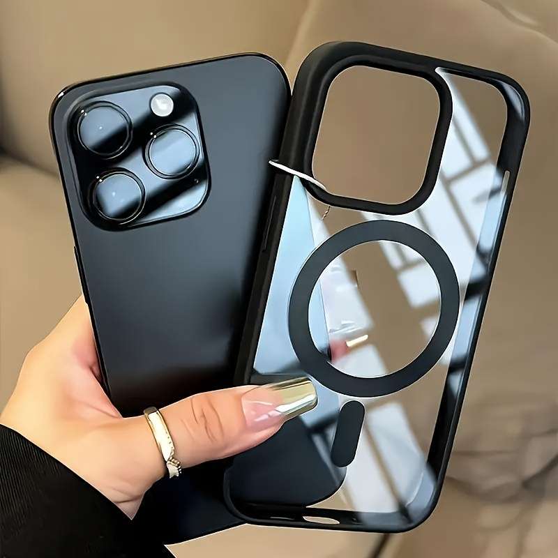 1Pc Black For iPhone 16 Plus Transparent Mobile Phone Case
