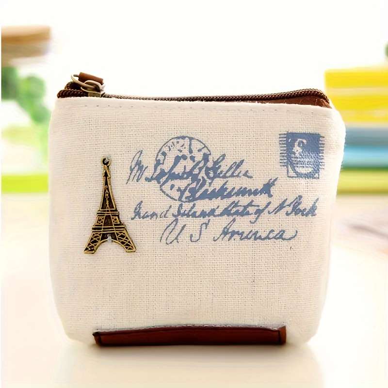 Vintage-Inspired Canvas Wallet With Zippercompact High-Quality Large Capacity Women'S