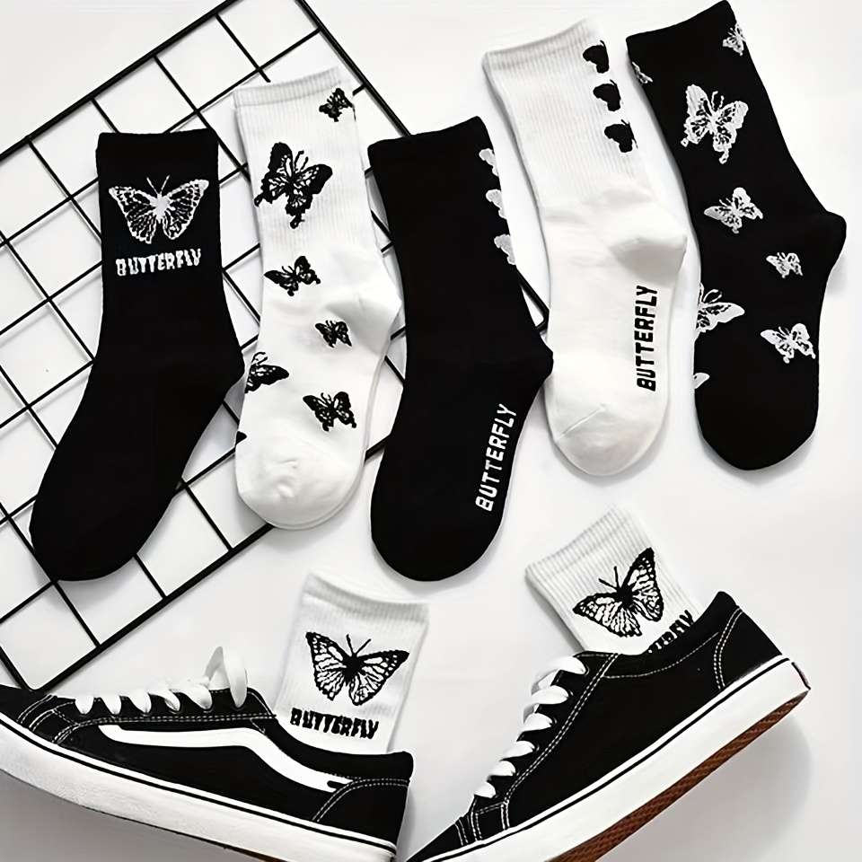 5 Pairs Mixed Color One Size High Elastic Socks