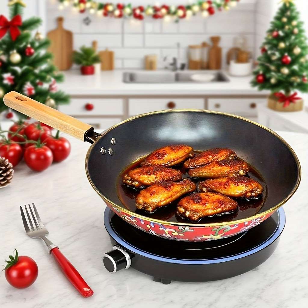 Red Lotus Single-Handle Enamel Pot