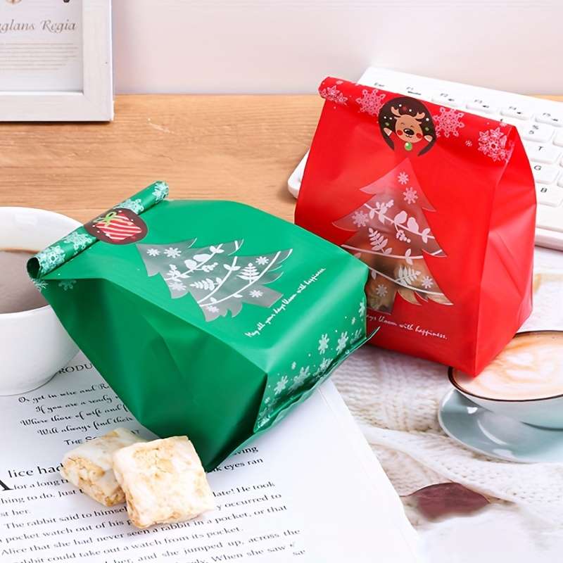 Gift Bags Color Red And Green Christmas Tree Bags X 10