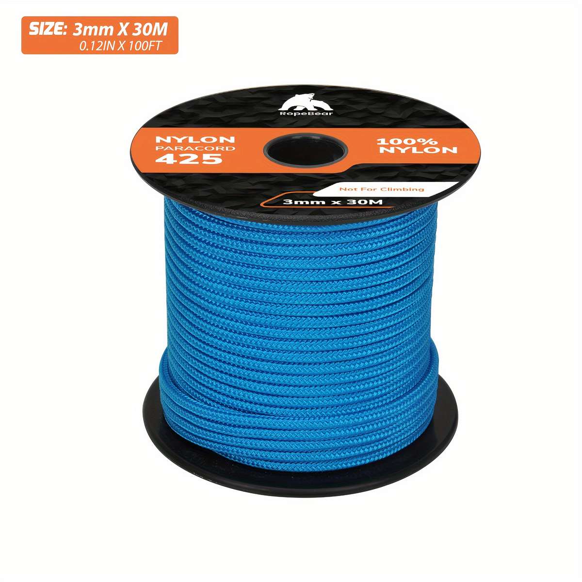 Ergonomic 3mm Nylon Rope 30 Meters Long Type Ii Cord 3 Strand Core Camping