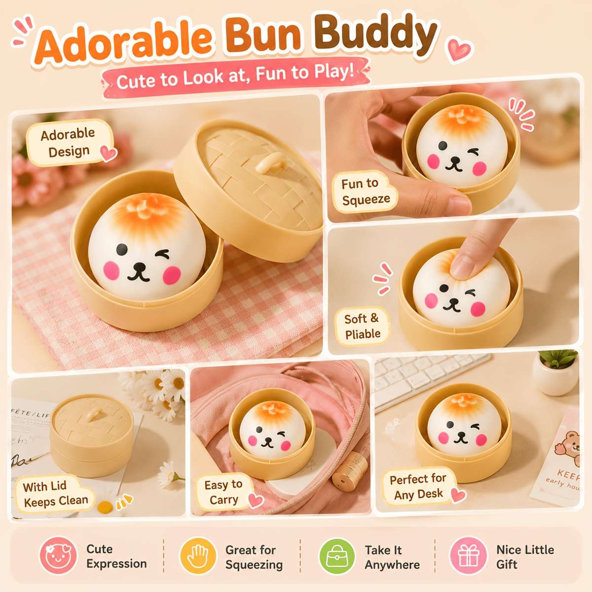 Squeezable Toys Color Baozi Steaming Basket Lid