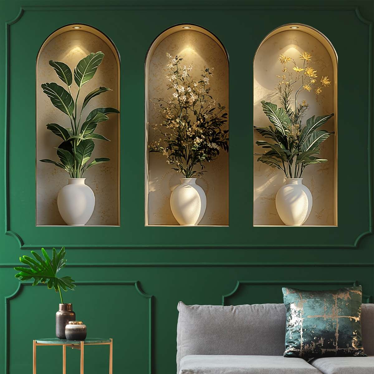 6PCS Premium Self Adhesive Flat Print Vibrant Flower Wall Stickers Faux Bathroom