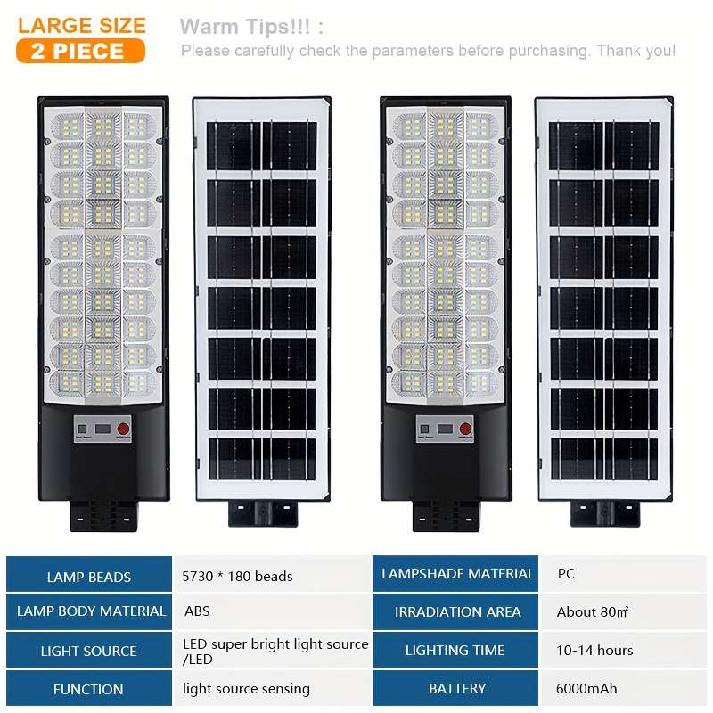 QM-180LED-6000 2pcs Outdoor Solar Light