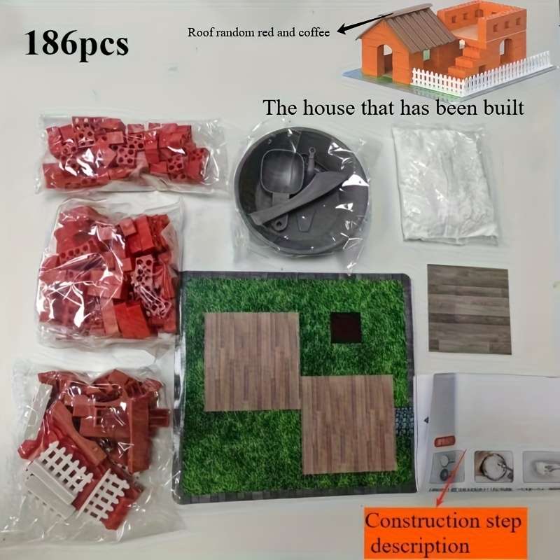 Building Toy Architectural Model Toy Set Color Farmer S Courtyard 186Pcs