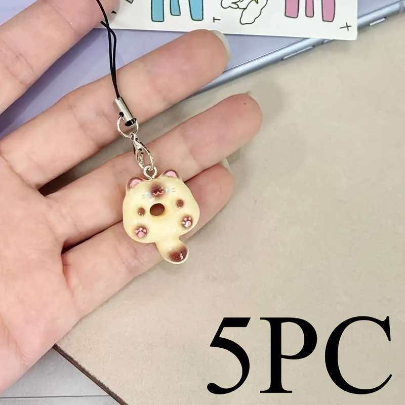 Keychain Ornament Color 5Pack Donut Cat Light Brown