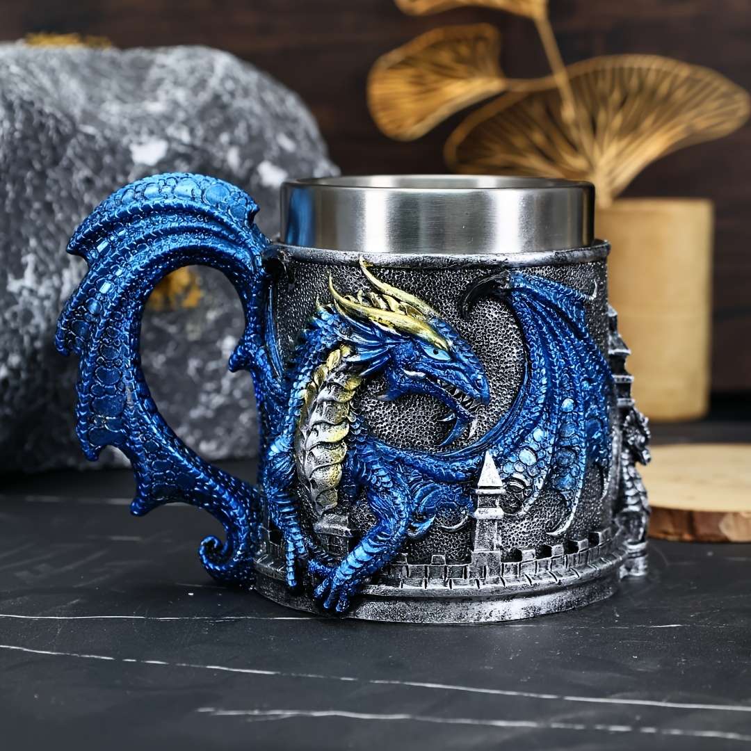 Water Cup Model Dragon Guardian Castle Beer Mug Blue 24033 4 Capacity152Oz 450Ml