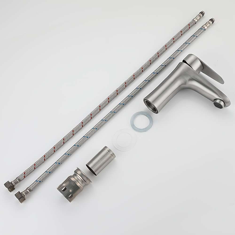 Faucet Silvery Brushed   2 80Cm Water Inlets