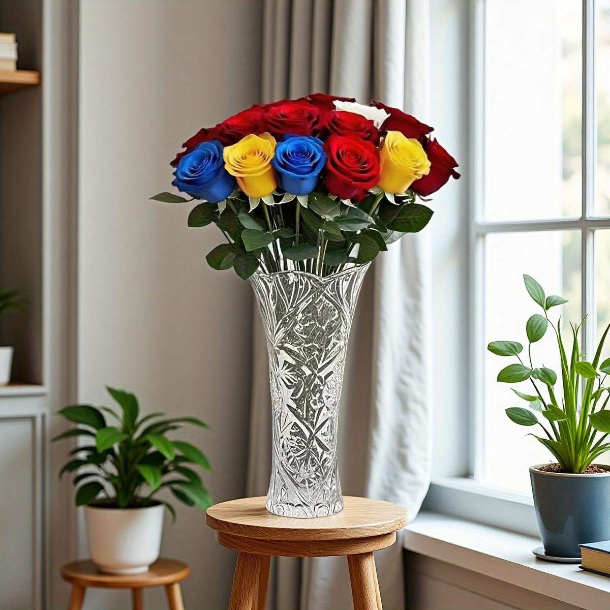 Simulated Flower Color 32Pcs 8 Red 8 White 8 Yellow And 8 Blue