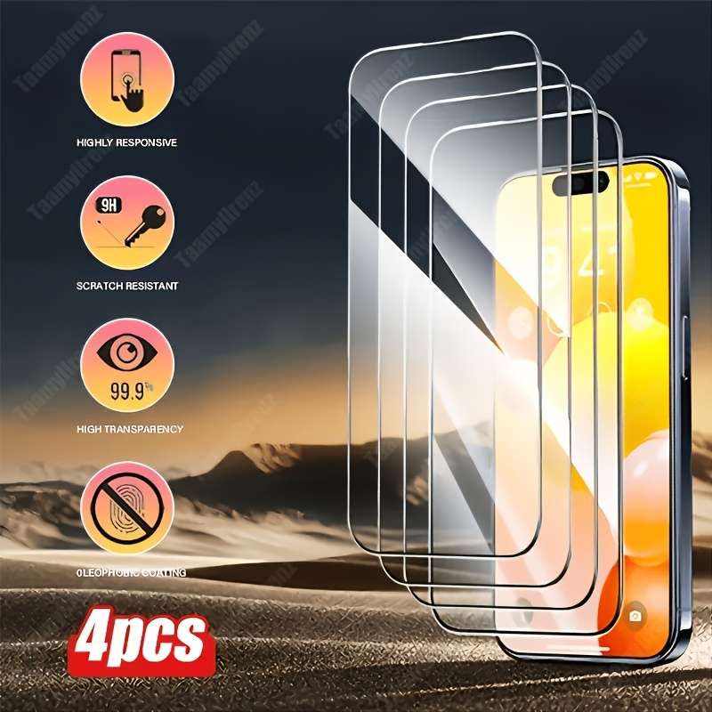 Screen Protector Color 4 Piecestransparent Compatible Model Iphone 16 Plus