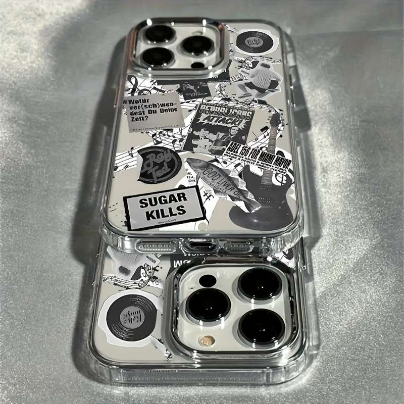 1Pc Mixed Color  For iPhone 16 Retro Guitar Phone Case