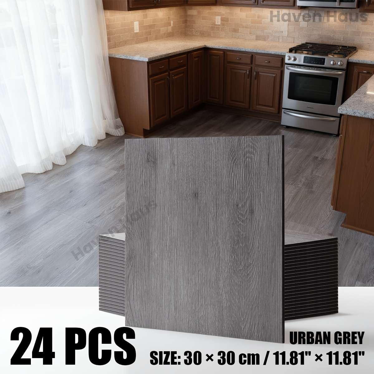 Self Adhesive Floor Stickers Urban Grey 24Pcs