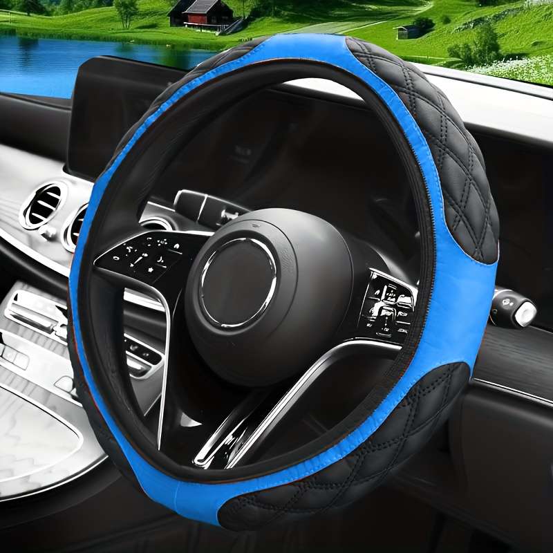 Car Steering Wheel Cover Black+Red Lines