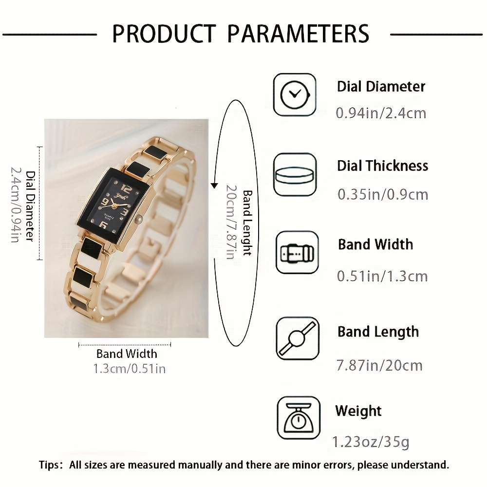 6Pcs Multifunctional Women Watches Quartz Movements Alloy Cases Square Ladies