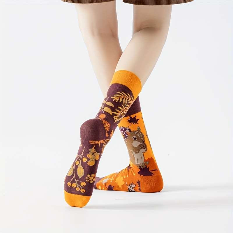 Women S Socks Color Orangesquirrel Nuts1 Pair Size Onesize