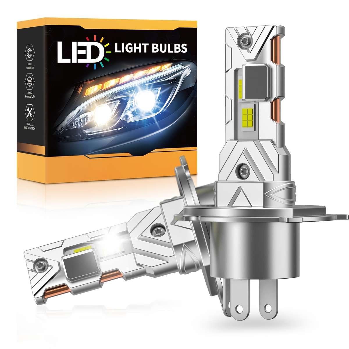 Car Lights Items 2Pcs Upgrade H4 Led Bulbs