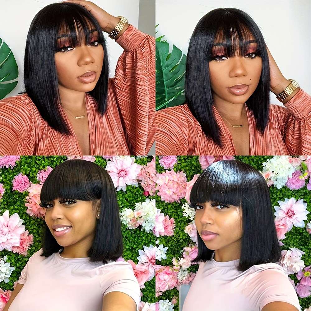 Black Womens Wigs Hair Length 25.4Cm