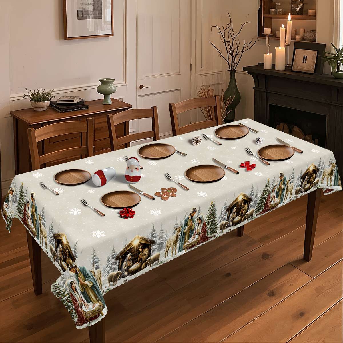 Christmas Tablecloth Size Round 60In   152Cm