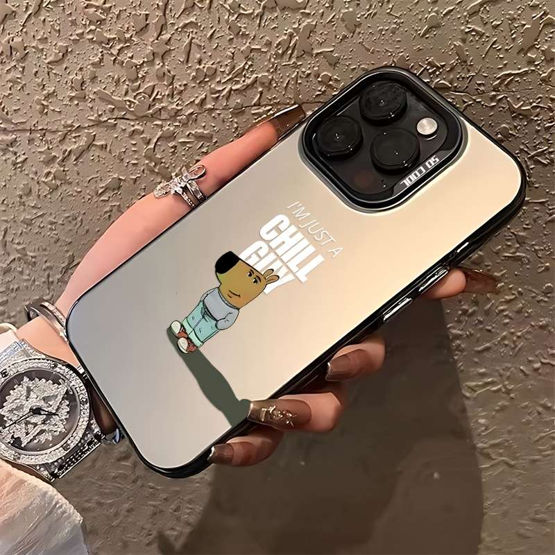 1Pc Black For iPhone 16 Plus I'M Just A Chill Guy Phone Case