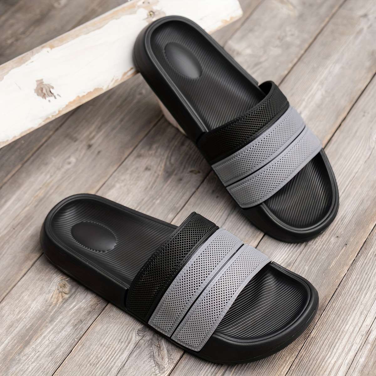 Men Slippers Summer Style Black Size Uk 9.5 To 10