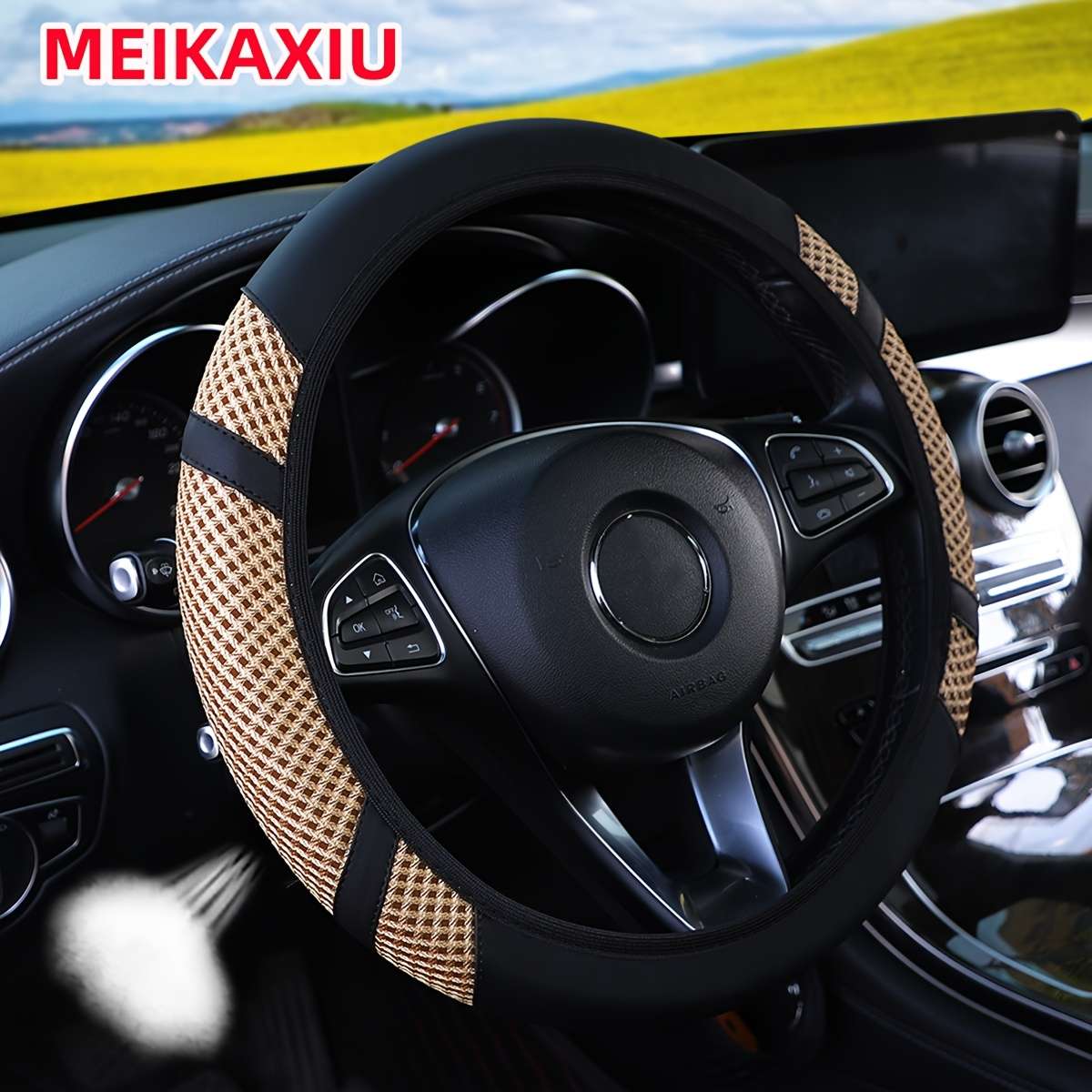Car Steering Wheel Cover Light Gray