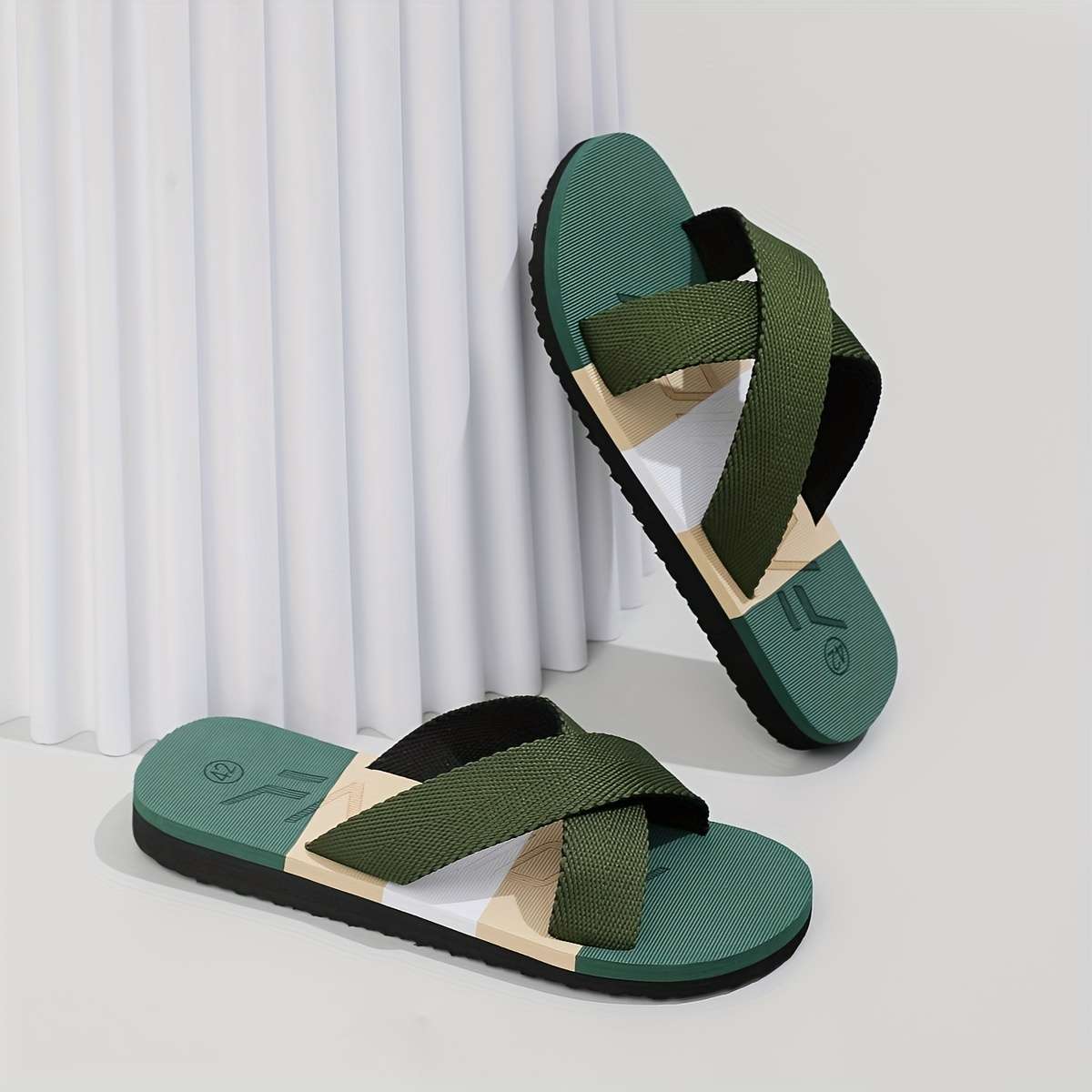 Men Slippers Summer Style Black Size Uk 7