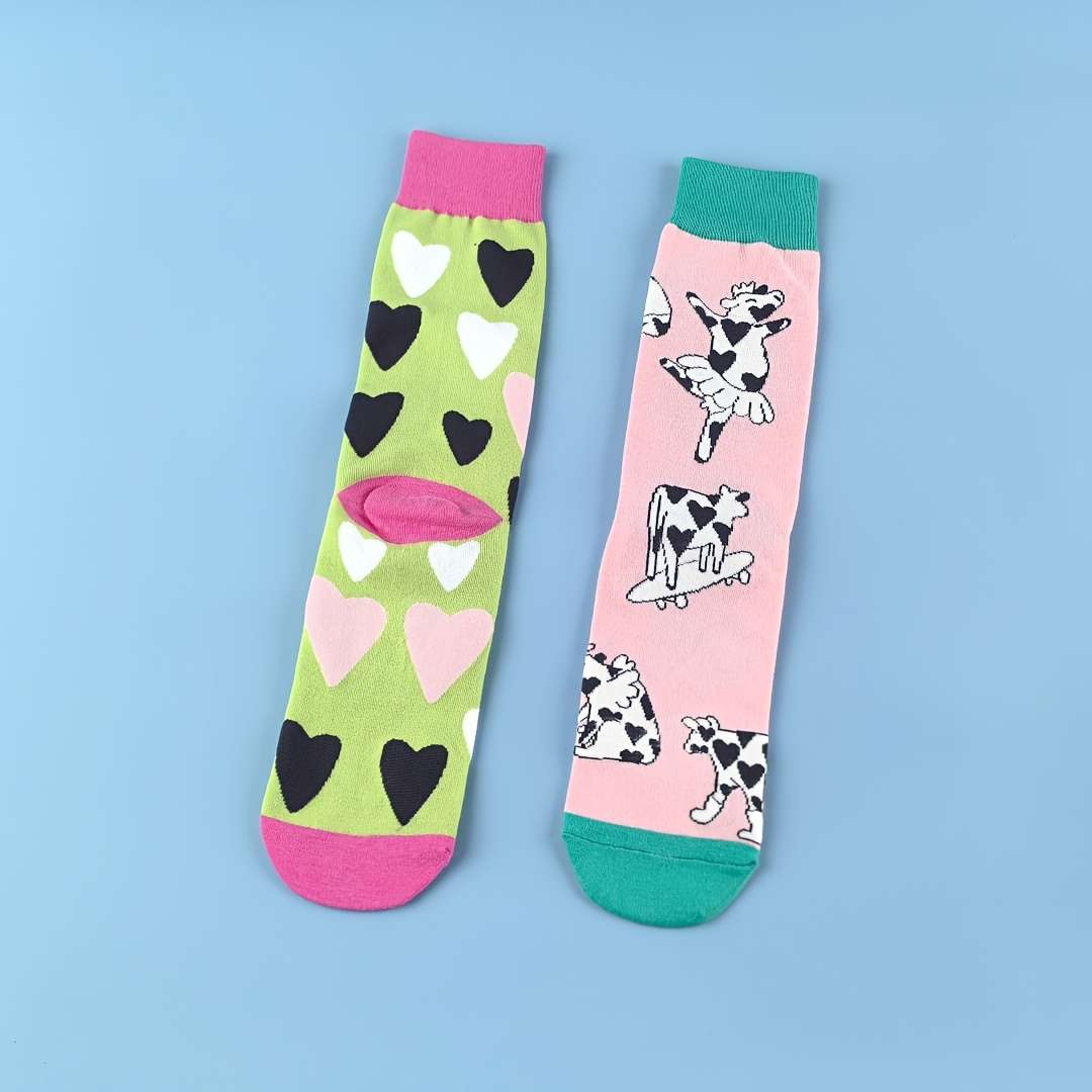 Women S Socks Color Mixed Colorscow Heart1 Pair Size Onesize