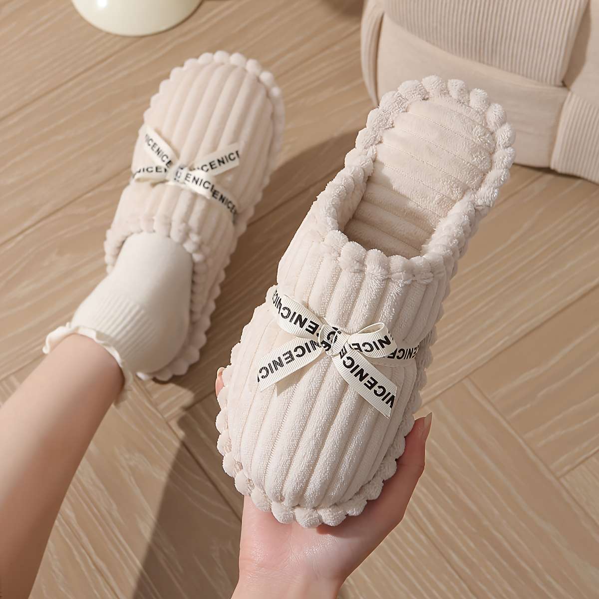 Cotton Slippers Color Grey Sizeuk 6.5-7