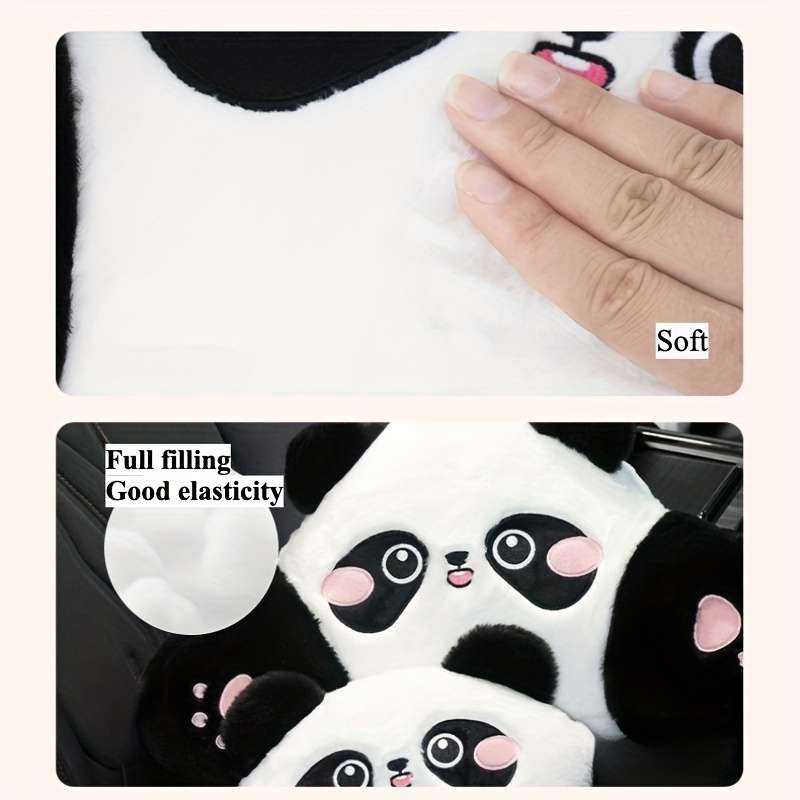 Cute Support Headrest And Comfortable Neck Soft Panda Embroide Car Pillow