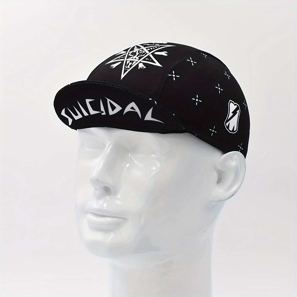 1pc Classic Retro Black Summer Cycling Cap Breathable Quick Dry Knit Polyester Material Ou